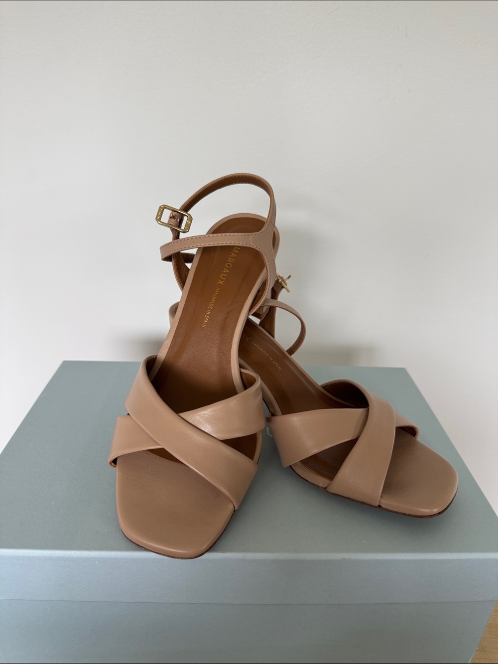 Margaux Nude Tan Crossover Strap Sandals